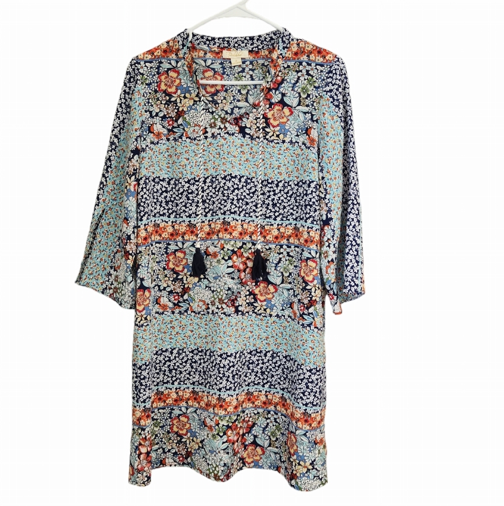 Prelude Women's Dress, Size 2, Cruise Wear, Tunic Style, Tassels, Boho, Floral